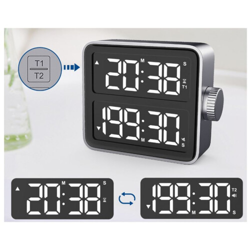 Kitchen Accessories Large LCD Digital Timer , Dual Screen Kitchen Timer, Indoor Study Timer, Bedroom, Bedside, Desktop 2