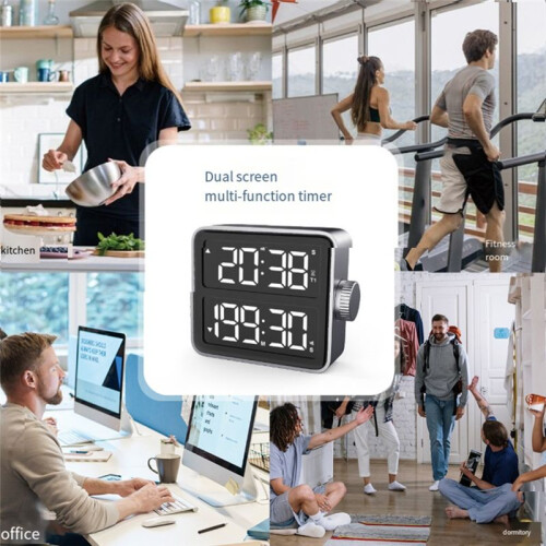 Kitchen Accessories Large LCD Digital Timer , Dual Screen Kitchen Timer, Indoor Study Timer, Bedroom, Bedside, Desktop