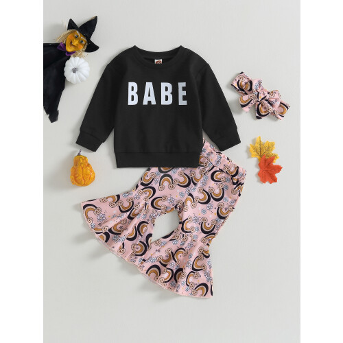 (18-24 Months, Black) Σετ Halloween 3 φλοράλ παντελόνια. 1