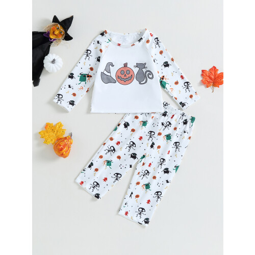 (12-18 Months, White) Σετ παντελονιών 2 τυπωμένα κολοκύθα. 1