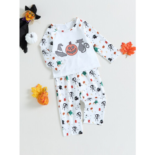 (18-24 Months, White) Σετ παντελονιών 2 τυπωμένα κολοκύθα. 2