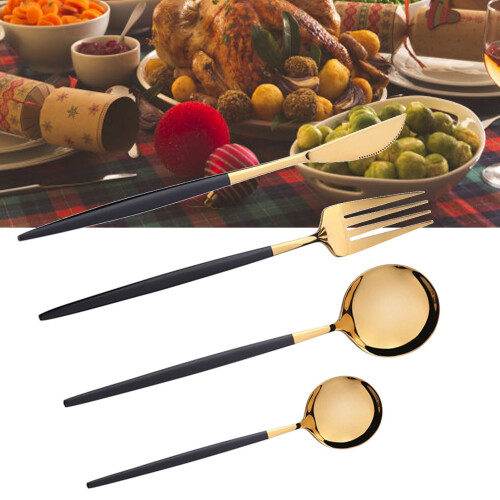 Stylish 4-Piece Tableware Set Black Gold