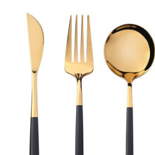 Stylish 4-Piece Tableware Set Black Gold