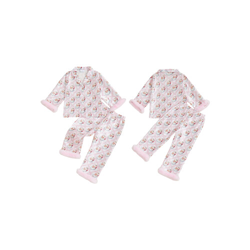 (4-5 Years, Pink) Set pigiama natalizio 2 pezzi. 1