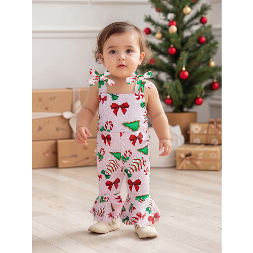 (18-24 Months, Multicolor) Χριστουγεννιάτικη ολόσωμη φόρμα και φιόγκο 2