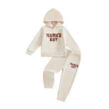 (4 Years, Apricot) Conjunto de 2 piezas de sudadera con capucha y pantalones largos elásticos para niño pequeño con estampado de letras