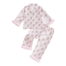 (2-3 Years, Pink) Conjunto de pijama navideño para bebé: camiseta de manga larga con Papá Noel y pantalón (2 piezas).
