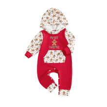 (0-3 Months, Red) Tutina da neonato con stampa di omino di pan di zenzero, a maniche lunghe, casual, con cappuccio, ideale per Natale.
