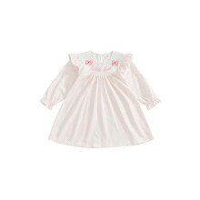 (2-3 Years, White) Ystävänpäivän taapero-vauvan mekko, puhvihihainen, pyöreä kaula, kirjaimet, rusetti, pilkullinen
