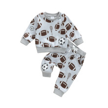 (18-24 Months, Gray) Conjunto de otoño para niño: jersey de manga larga y pantalón con cintura elástica (2 piezas).