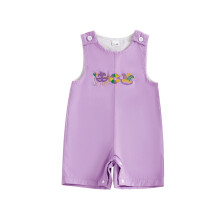 (12-18 Months, Lavender) Salopă pentru bebeluși cu model de carnaval în carouri, cu broderie de aligator, fără mâneci, cu guler rotund