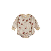 (6-12 Months, Khaki) Tutina autunnale per neonato, comoda, con stampa rugby, scollo rotondo e maniche lunghe.