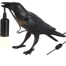 Lámpara de Cuervo con Brillo Ajustable y Bombilla, Lámpara de Pájaro, Luz de Cuervo Decorativa para Mesita de Noche, Dormitorio, Sala de Estar, UE.