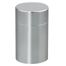 Contenedor Hermético y Sellado, Ideal para Llevar Pastillas y Especias. Presenta un Acabado Cepillado Compacto y Portátil.