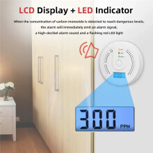 Battery-Powered Carbon Monoxide Detector with LED Indicator, Home Safety CO Gas Monitor Alarm Sensor 3 Piece