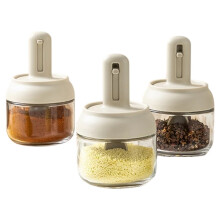 Salt Jar Seasoning Bottle 280Ml Sealed Moisture-Proof Expandable Lid Spoon Kitchen Supplies Pepper Shakers Spice 3pcs
