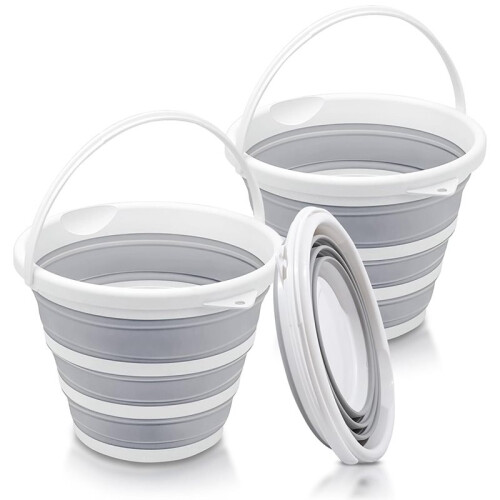 Foldable Buckets - 10L Capacity for Camping, Car Washing, Gardening, Multi-Purpose Use 2-Pack