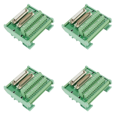 4X DB25 DIN Rail Mount Interface Module Male/Female Connector Breakout Board