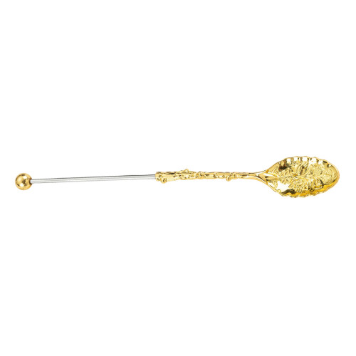 Handcrafted Metal Coffee Spoon Beaded Design-Electroplated Gold