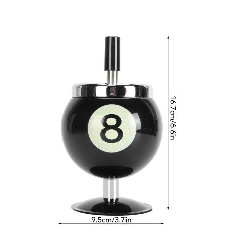 Windproof Billiard Ashtray with Lid, Decorative, 9.5cm Diameter, Black 1