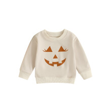 (12-18 Months, Light Khaki) Gyerekek kislány pulóver tökmintás halloweeni hosszú ujjú őszi felsők kisgyermekeknek