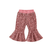 (2-3 Years, Pink) Girls Spring Summer Sequins Pants Kids Elastic Waistband Sparkling Trousers for Party, School Shows