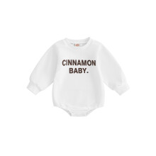 (12-18 Months, White) Vauvan syysasu, pitkähihainen, pyöreä kaula-aukkoinen, kirjainkuvioinen body, vauvan syysasu
