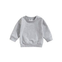 (12-18 Months, Gray) Bluze pentru bebeluși și băieți, cu mânecă lungă, guler rotund, culoare solidă, pulovere de toamnă