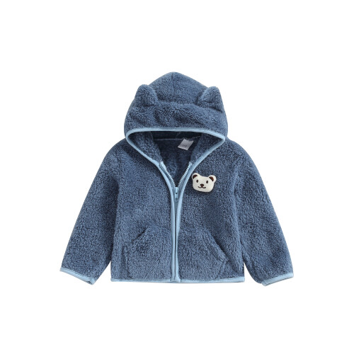 (12-18 Months, Light Blue) Χειμερινό παλτό 3D φλις κουκούλα