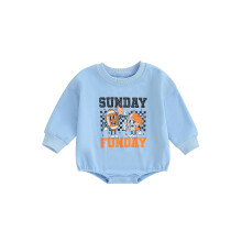 (3-6 Months, Blue) Vauvan pitkähihainen, pyöreä kaula-aukkoinen, kirjaimet, rugbykuvioinen, syksyinen body tytöille ja pojille