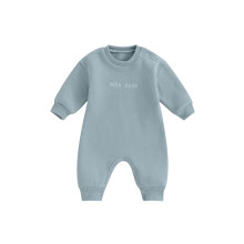 (6-12 Months, Blue) Vauvan poikien haalari söpö kirjain kirjonta pitkähihainen pyöreä kaula-aukkoinen jalkaterätön haalari talviasu