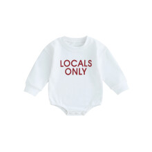 (6-12 Months, White) Tyttövauvojen ja poikien collegepaidat, haalarit, kirjainprintti, pyöreä kaula-aukko, pitkähihaiset vaatteet.