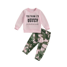 (1-2 Years, Pink) Σετ παντελονιών για μπλουζάκια, καμουφλάζ