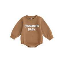 (3-6 Months, Brown) Vauvan syysasu, pitkähihainen, pyöreä kaula-aukkoinen, kirjainkuvioinen body, vauvan syysasu