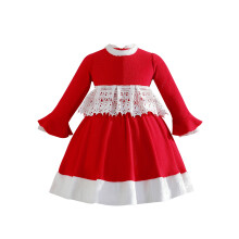(2-3 Years, Red) Lapset Tyttöjen Punainen Mekko Joulu Vaatteet Pitkähiha Pitsi Pyöreä Kaula Prinsessa Mekko Talvi