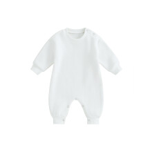 (3-6 Months, White) Vauvan poikien haalari söpö kirjain kirjonta pitkähihainen pyöreä kaula-aukkoinen jalkaterätön haalari talviasu