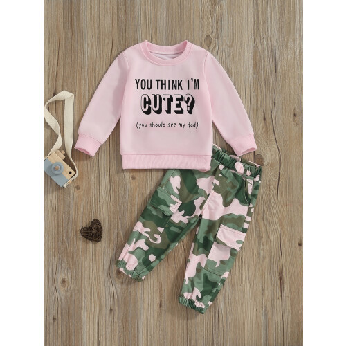 (4-5 Years, Pink) Σετ παντελονιών για μπλουζάκια, καμουφλάζ 1