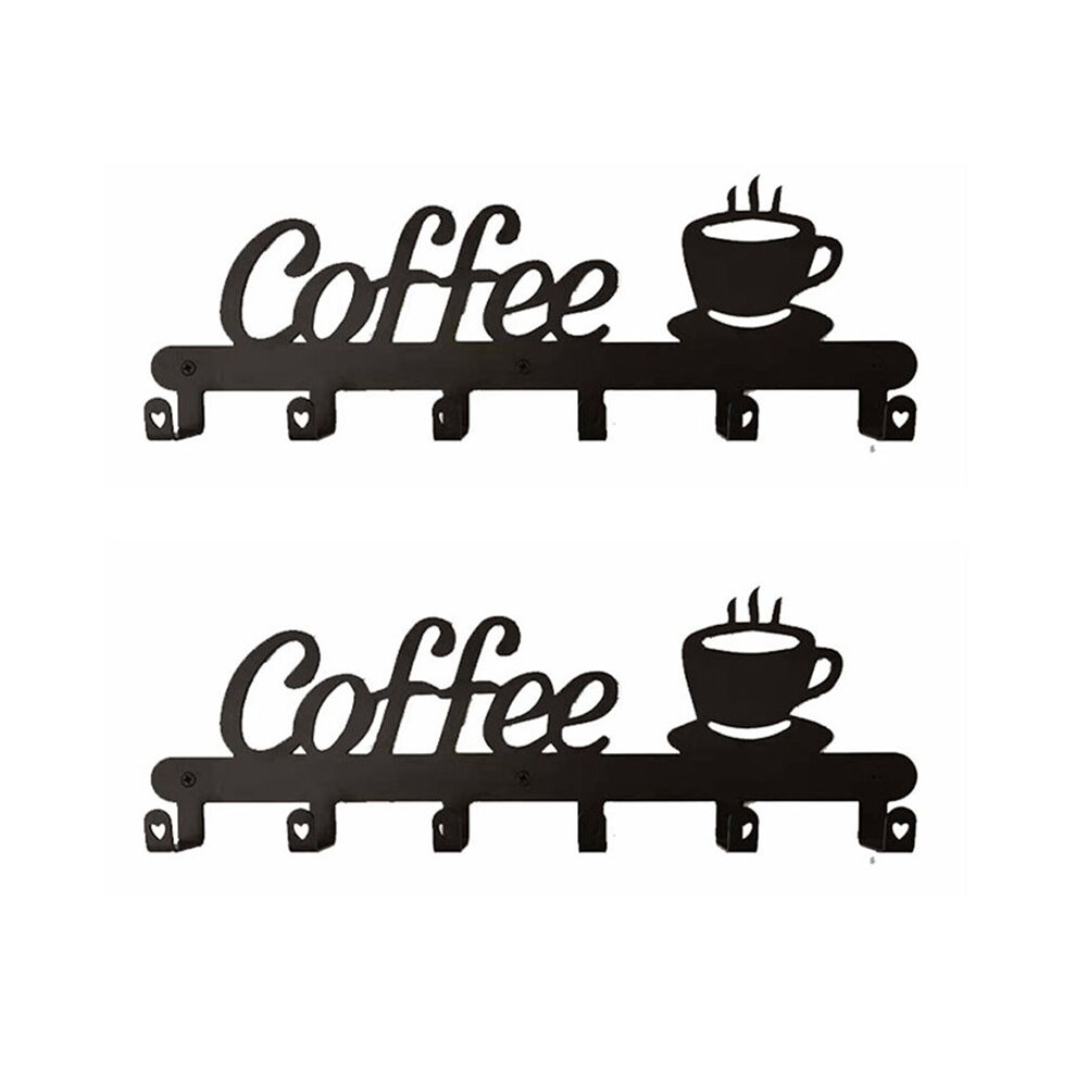 2X Coffee Mug Holder Wall Mounted,Coffee Bar Decor Sign,Coffee Cup Rack Holds,Coffee Sign Mug Hanger,Coffee Mug Rack