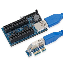 PCI-E 1X Extension Cable to Pcie Dual Port 4X Adapter Cable PCI-E Expansion Card NIC Dual Interface 0.6M Extension Cable