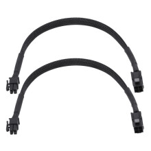 2X Sleeved Câble D'extension ATX 4 Broches Mâle Vers Processeur Femelle ATX P4 Femelle Noir