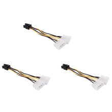 3X een Dubbele 4-Pins IDE Naar 6-Pins PCI-E Grafische Kaart Voedingsconnector Kabeladapter