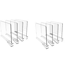 Confezione da 8 Divisori per Scaffali per L'Organizzazione 'Armadio, Divisori per Ripiani Nel Legno Trasparente per Mobili da Cucina, Organizer