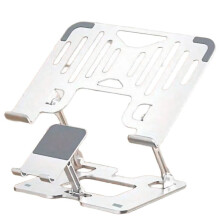 Heat Dissipation and Anti Slip Foldable 2-in-1 Adjustable Height Stable Stand for Mobile Phones Laptops and Tablets B