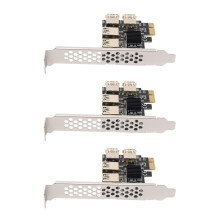 3X New 4 PCIe Riser Adapter Board PCI-E 1X to 4 USB 3.0 PCI-E Rabbet GPU Riser Extender Ethereum ETH/Monero XMR