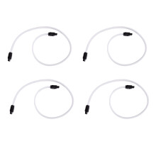 4X 50CM 3.0 III SATA3 7pin Data Cable 6Gb/s SSD Cables HDD Hard Disk Data Cord Premium Version(White)