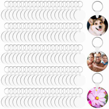 300 Pcs Sublimation Keychain Blanks Bulk Double Side Heat Transfer Sublimation Blank Set with Keychain Rings & Rings