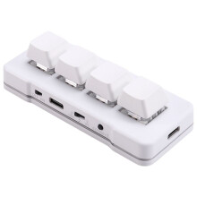 MK424G Tastiera Personalizzata A 4 Tasti con Interruttore Blu Meccanico 2.4G + Connessione USB per Ufficio, Gioco, Multimedia, Bianco