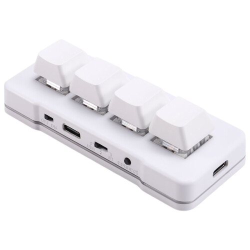 MK424G 4-Key  Customized Keyboard with Mechanical   2.4G+Usb Connection for Office Game Multimedia White