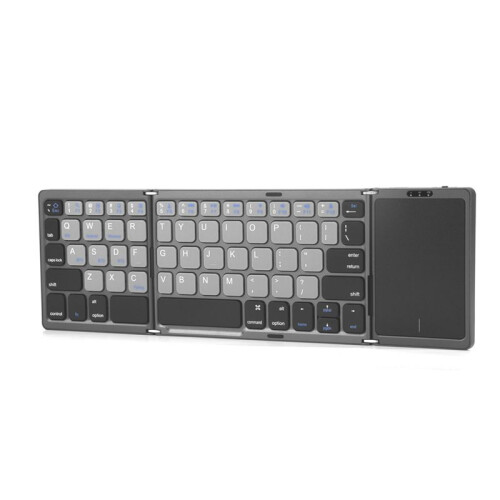 Foldable  Keyboard with Touchpad Office  Wireless Keyboard Storage Three Systems Universal Black&White