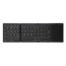 B089T Portable Folding Keyboard with Trackpad Rechargeable Wireless Keyboard for IOS and Windows,Black